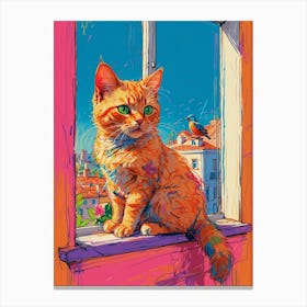 Cat On Window Sill 1 Canvas Print