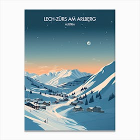 Poster Of Lech Zurs Am Arlberg   Austria, Ski Resort Illustration 2 Canvas Print