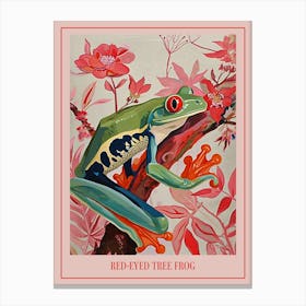 Floral Animal Painting Red Eyed Tree Frog 2 Poster Canvas Print