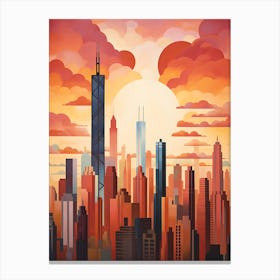 "Urban Sunset Symphony: Painting the Skyline" Canvas Print
