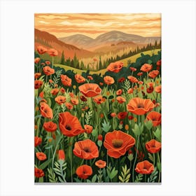 Poppies In The Field 15 Canvas Print