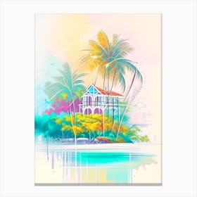 Cayman Islands Watercolour Pastel Tropical Destination Canvas Print