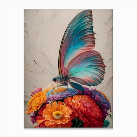 Butterfly On Flowers Canvas Print