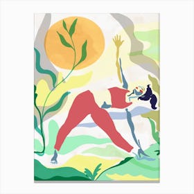 Morning Yoga Colourful Canvas Print