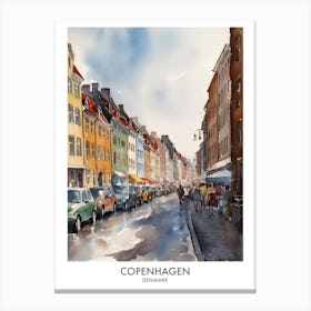 Copenhagen 4 Watercolour Travel Poster Canvas Print