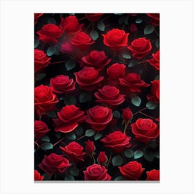 Red Roses Seamless Pattern 2 Canvas Print