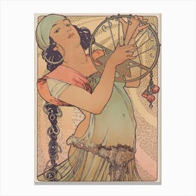 Woman With A Spinning Wheel Canvas Print