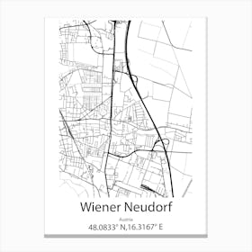 Wiener Neudorf,Austria Minimalist Map Canvas Print