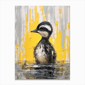 Duckling Grey Black & Yellow Gouache Painting Inspired 6 Canvas Print