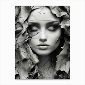 Portrait Of A Woman With Leaves 1 Canvas Print