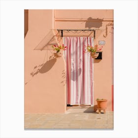 Burano Blush House With Flowers Canvas Print