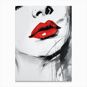 Femme Fatale Sketch in Red Lipstick Canvas Print