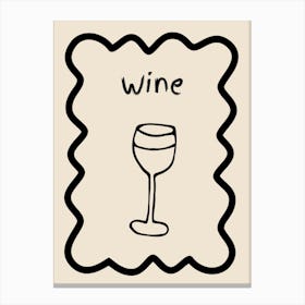 Wine Doodle Poster B&W Canvas Print