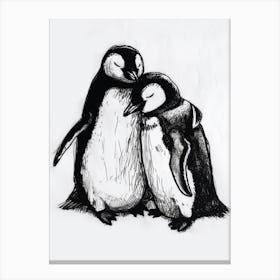 Emperor Penguin Snuggling With Their Mate 3 Canvas Print