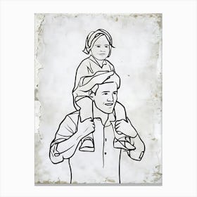 Father Carries His Daughter Canvas Print