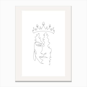 Woman In A Crown Monoline Asthetic Mnimalist Drawing Canvas Print