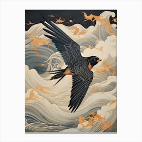 Swallow Gold Detail Painting Canvas Print