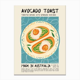 Avocado Toast Blue Canvas Print
