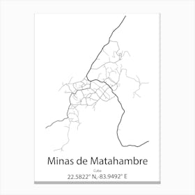 Minas,Cuba Minimalist Map Canvas Print