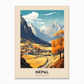 Annapurna Circuit Nepal 1 Vintage Hiking Travel Poster Canvas Print