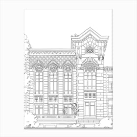 Kyiv Moorish Architecture Building Sketch Canvas Print