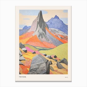 Tryfan Wales 2 Colourful Mountain Illustration Poster Canvas Print