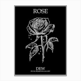 Rose Dew Line Drawing 2 Poster Inverted Canvas Print