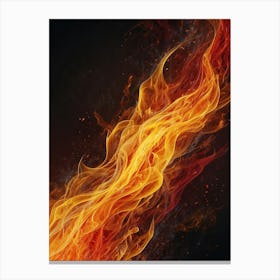 Fire On Black Background Canvas Print