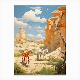 Horses Painting In Cappadocia, Turkey 4 Canvas Print