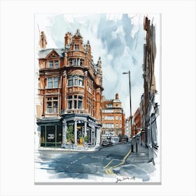 Westminster London Borough   Street Watercolour 2 Canvas Print