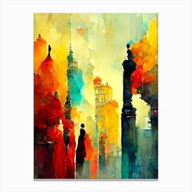 Watercolor Of A City Canvas Print