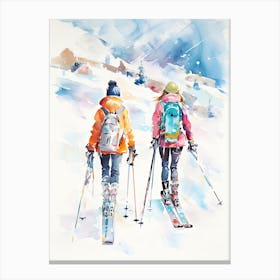Telluride Ski Resort   Colorado Usa, Ski Resort Illustration 3 Canvas Print