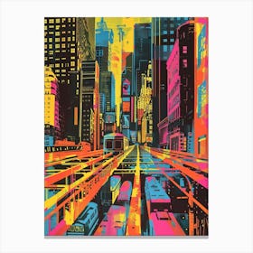 The Vessel New York Colourful Silkscreen Illustration 3 Canvas Print
