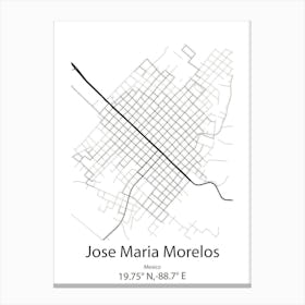 Jose Maria Morelos,Mexico Minimalist Map Canvas Print