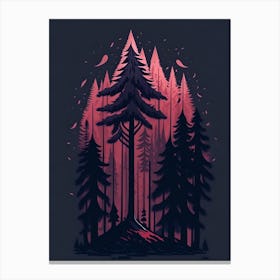 A Fantasy Forest At Night In Red Theme 23 Canvas Print