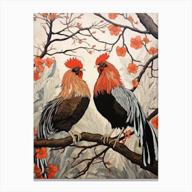 Art Nouveau Birds Poster Rooster 3 Canvas Print
