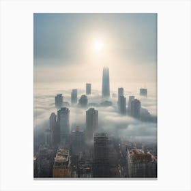 Cityscape In The Fog 1 Canvas Print