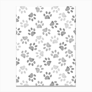 Grey Paw Prints Canvas Print