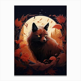 Red Fox Moon Illustration 9 Canvas Print