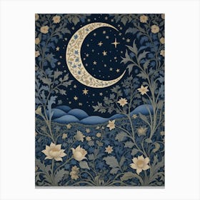 Moon And Flowers Canvas Print