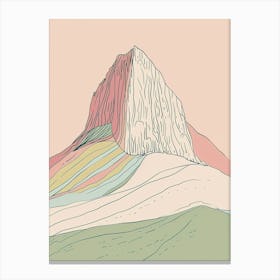 Mount Ossa Australia Color Line Drawing (11) Canvas Print