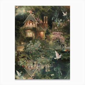 Pond Monet Fairies Scrapbook Collage 5 Canvas Print