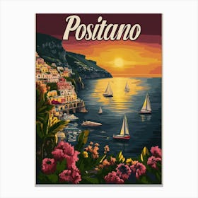 Aihrgdesign A Mid Century Modern Travel Poster For Positano 1 Canvas Print