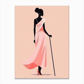 Elegant Pink Dress Silhouette Canvas Print