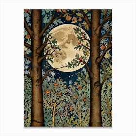 Moon And Forest Style William Morris Canvas Print