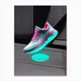 Turquoise And Pink Sneaker Floating Mid Air Featuring A Striking Bold Design Shadows Casting Belo Canvas Print