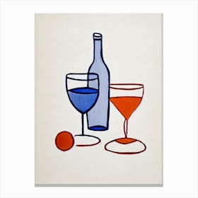 Bandol Rosé Picasso Line Drawing Cocktail Poster Canvas Print