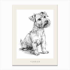 Cute Terrier Dog Line Art 2 Poster Canvas Print