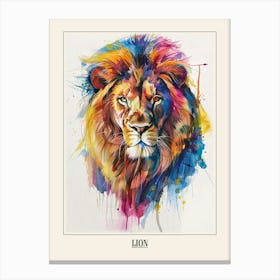 Lion Colourful Watercolour 2 Poster Canvas Print