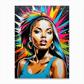 Graffiti Mural Of Beautiful Hip Hop Girl 16 Canvas Print